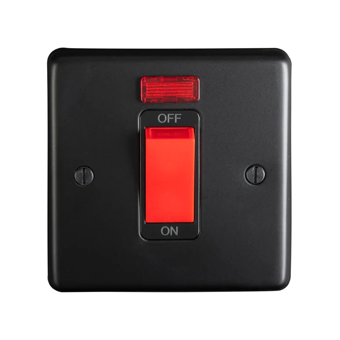 Stainless steel 45Amp Switch With Neon Indicator - Matt Black - Image 2