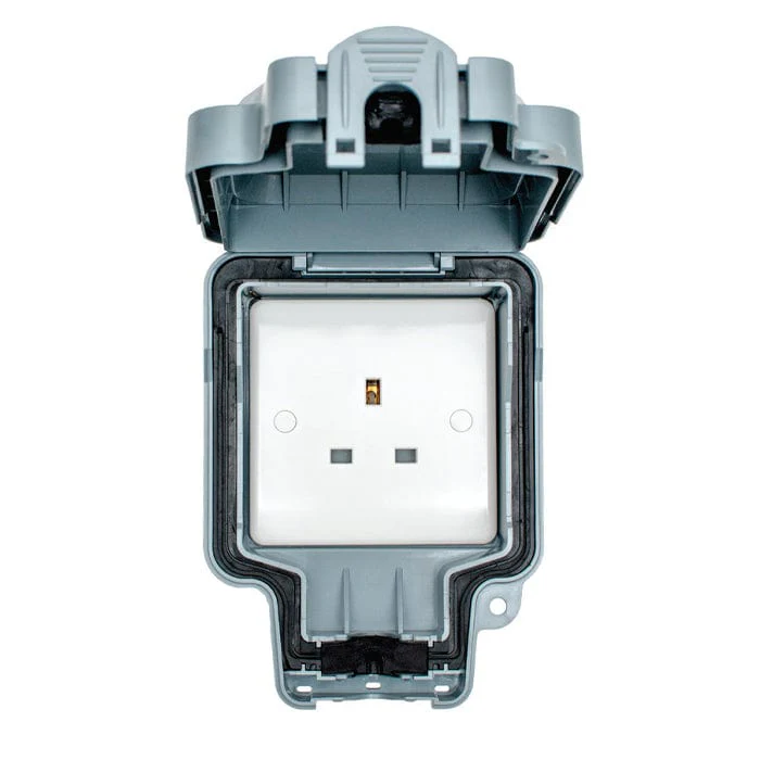 Utility 1 Gang Unswitched Socket - Grey